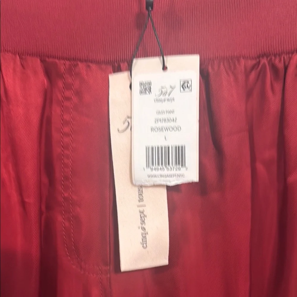 cinq a sept Burgundy Satin Cargo Jogger Pants - Picture 5 of 6